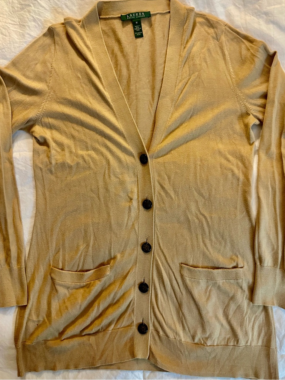 Lauren Ralph Lauren Light Tan Men’s Long Button-Front Cardigan